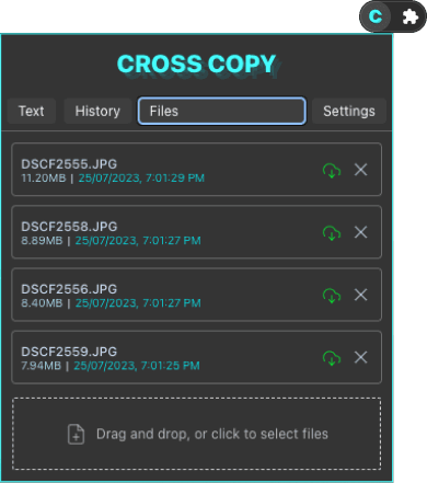 An example of the Cross Copy Extension