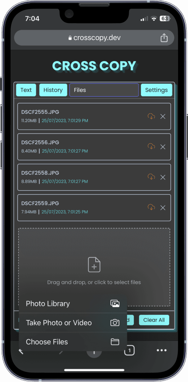 An example of the Cross Copy homepage on mobile